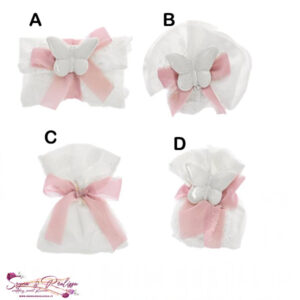 Sacchetto in macramè con fiore a rilievo - avorio